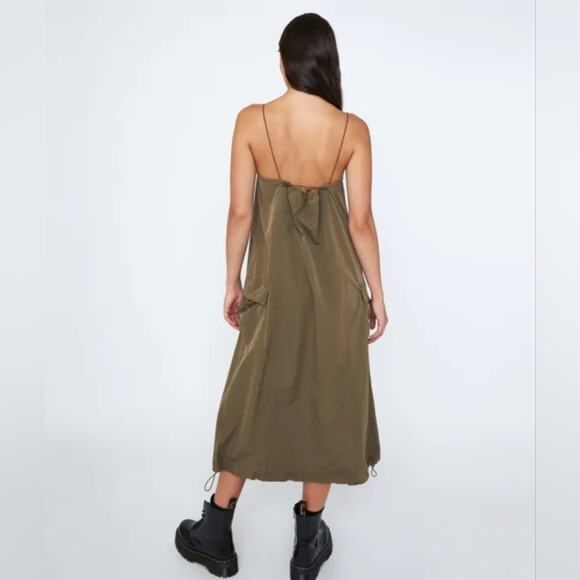 EMORY PARK Dark Green Nylon Midi Dress, Size Small - Picture 5 of 12